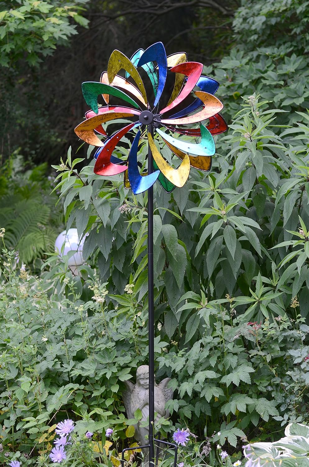 Multicolor Garden Art Spinner with Wind Powered Lights G935253
