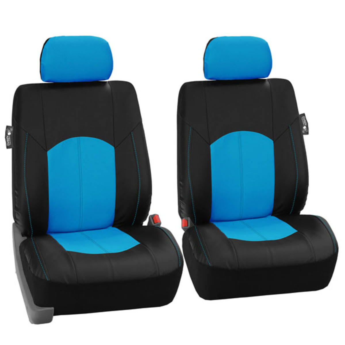 Blue Perforated Leatherette Car Seat Covers K2590