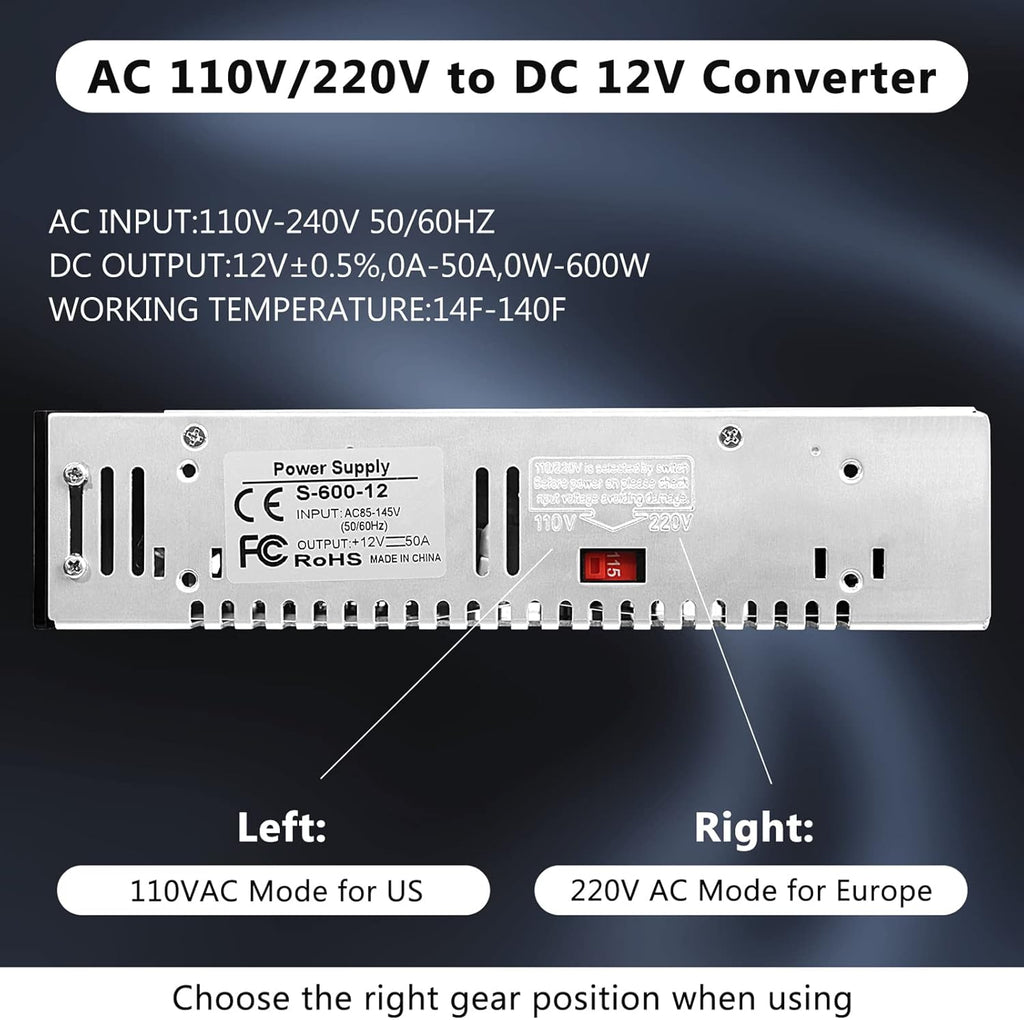 110V AC to 12V DC 600W Power Supply Adapter Pack of 2 G937176