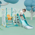 3 in 1 Toddler Slides and Swing Set with Basketball Hoop Kids Climber Playset Blue V2760