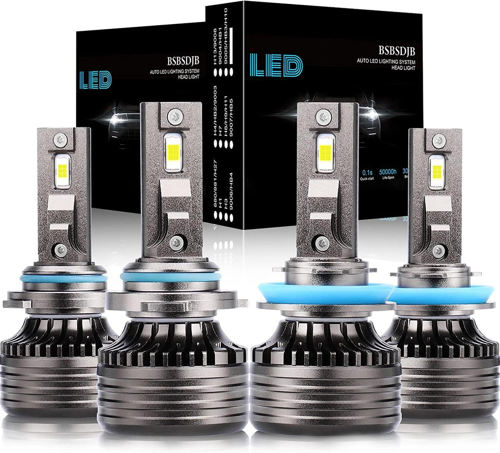 9005 High Beam + 9006 Low Beam LED Headlight Bulbs, 6000K Cool White, Pack of 4 S7245