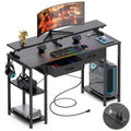 Black Computer Desk with Drawers and Bookshelf S9021
