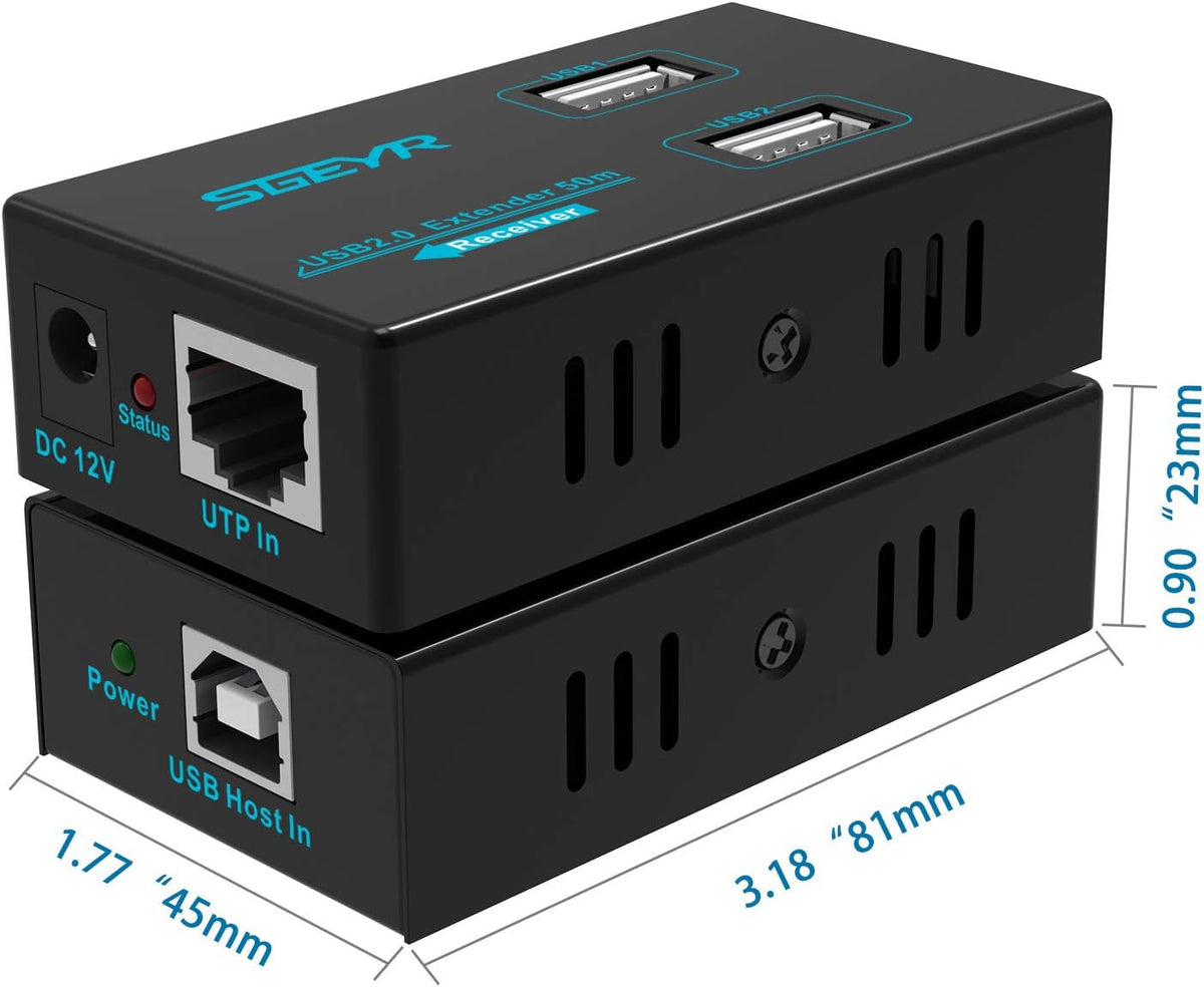 Metal USB Extender Over Cat5e/6, 50M, 4 USB 2.0 Ports, Pack of 2 P561