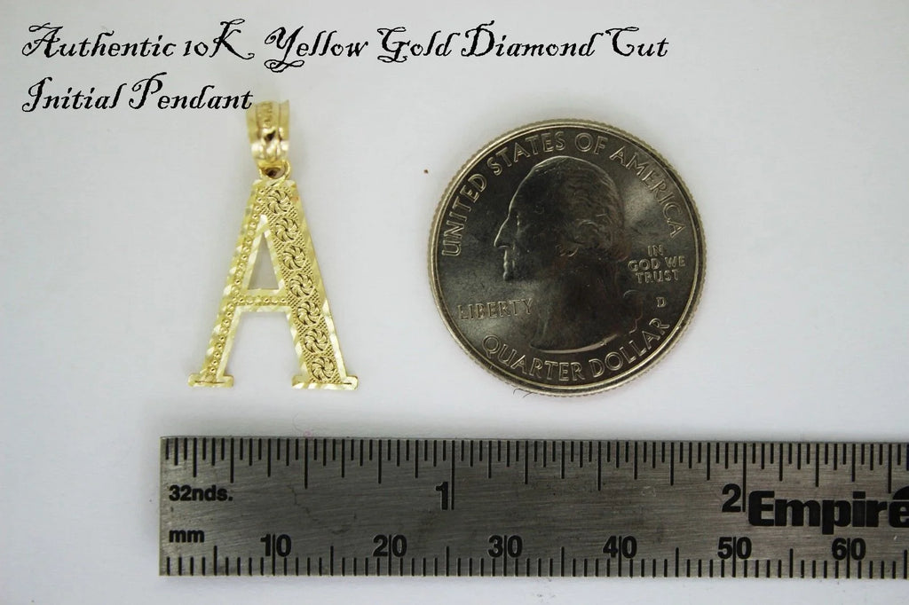 10K Yellow Gold Initial Pendant with Cuban Chain 2.5mm R993045