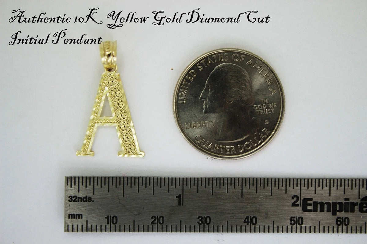10K Yellow Gold Initial Pendant with Cuban Chain 2.5mm R993045