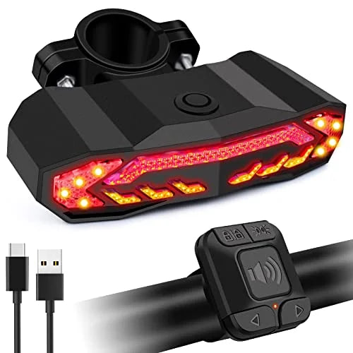 Smart Bike Tail Light with Turn Signals, Remote Control Rear Light USB Rechargeable IP65 Waterproof I756