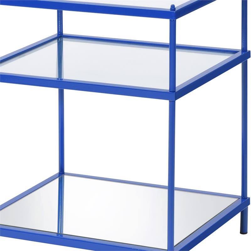 Blue Metal and Clear Glass Top Side Table T570411