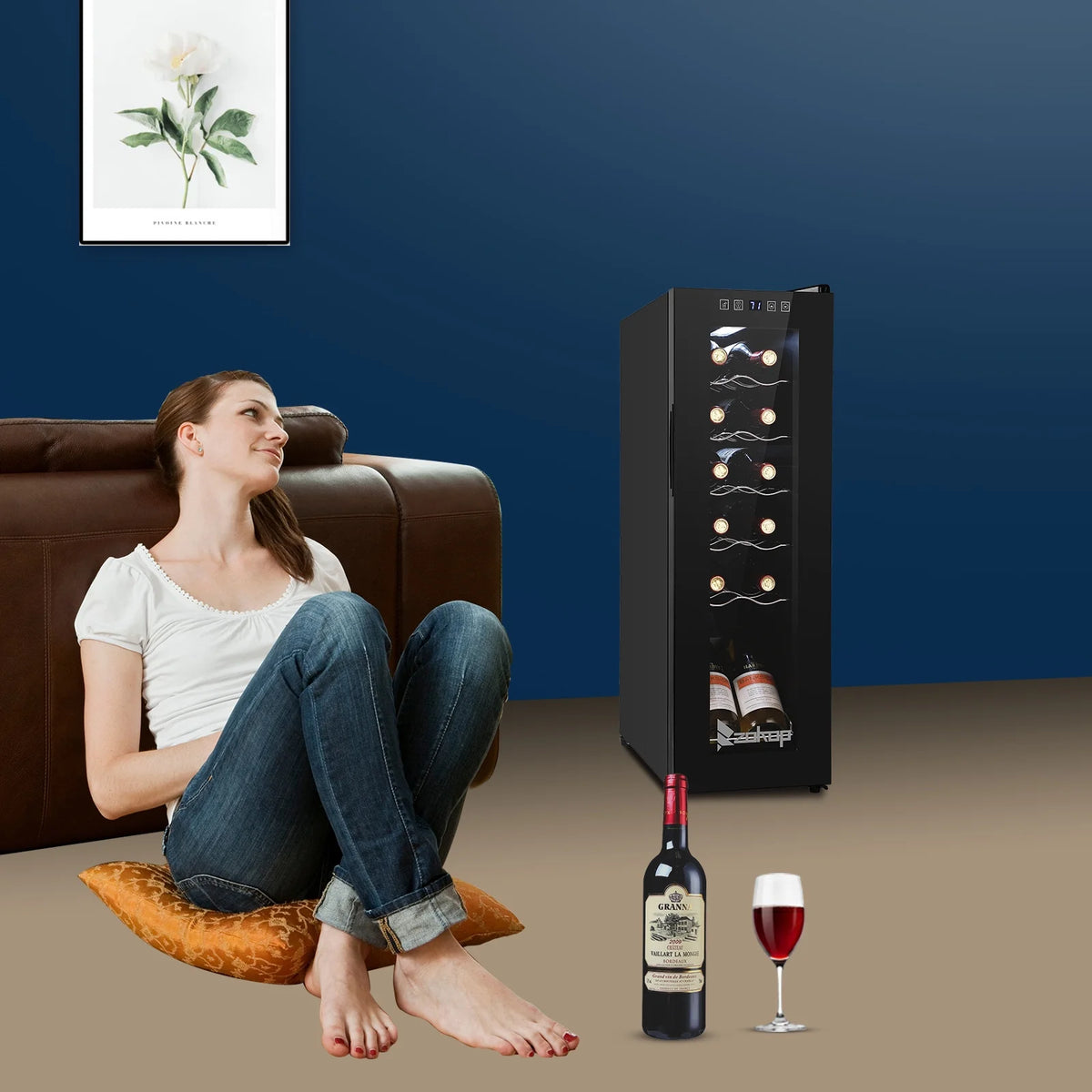 115V 85W 1.2cu.ft/34l Electronic Wine Cabinet with Transparent Glass Door X332