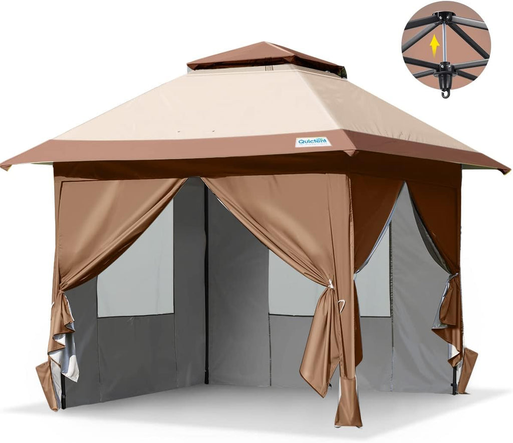 13'x13' Pop up Canopy Tent with Sidewalls Waterproof Gazebo Tent F60738