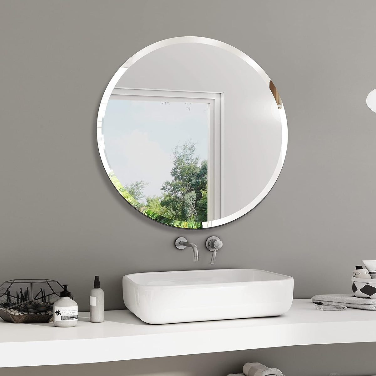 Scalloped Frameless Wall Mirror 17.7x23.6 in Y39939