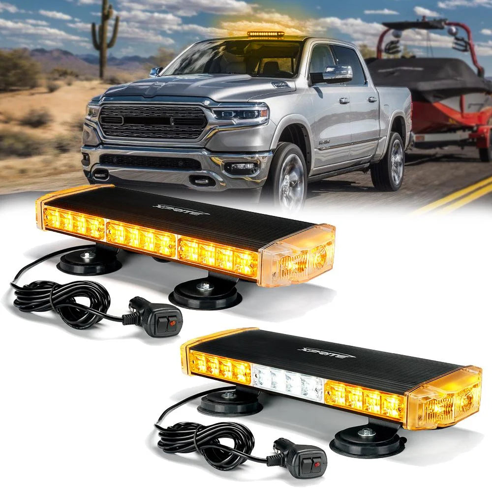 White Amber Emergency Rooftop Strobe Light with Magnetic Mount F1157