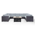 6Pc Outdoor Wicker Sectional Set with Fire Table White/Brown K830