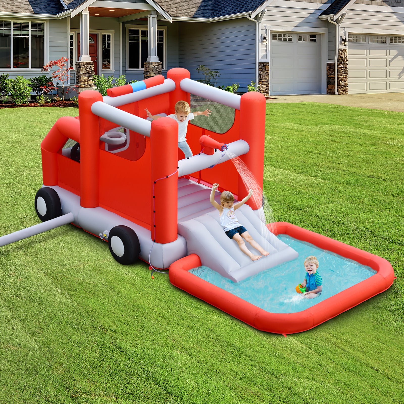 Inflatable Castle Water Park Kids Bounce House with 480W Blower G136