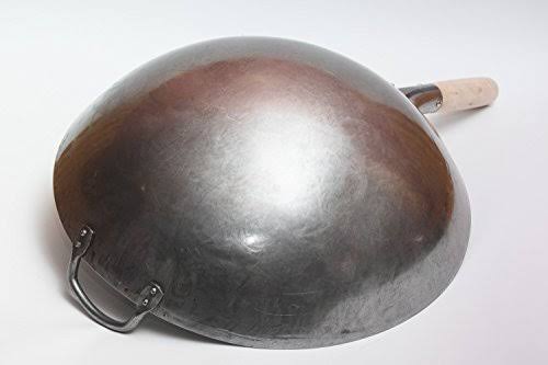 16 inch Carbon Steel Wok with Wooden and Steel Helper Handle T2559