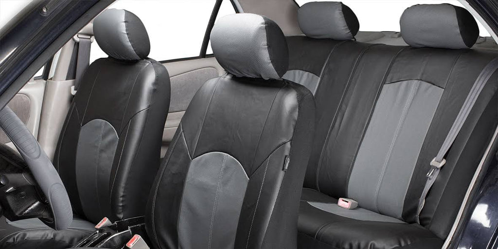 Blue Perforated Leatherette Car Seat Covers K2590