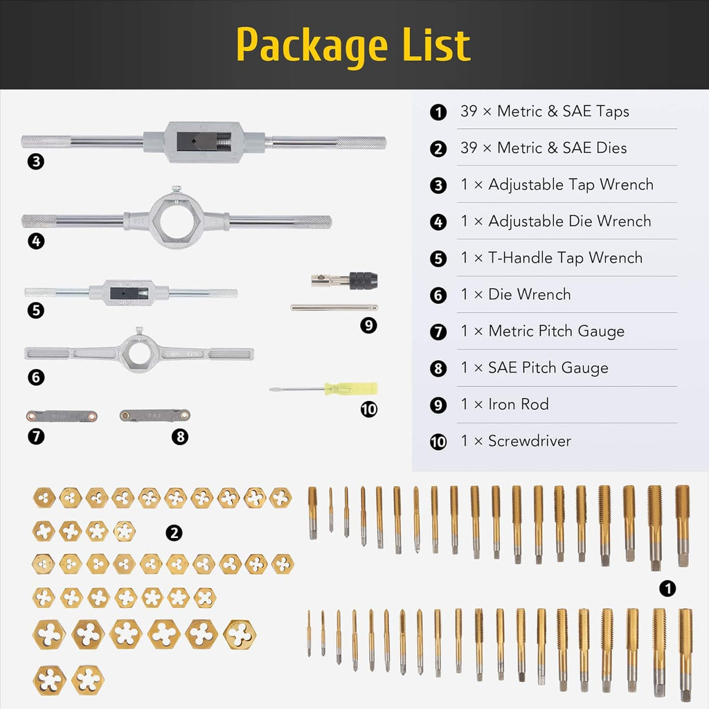 86pc Titanium Coated Steel Tap and Die Set K531