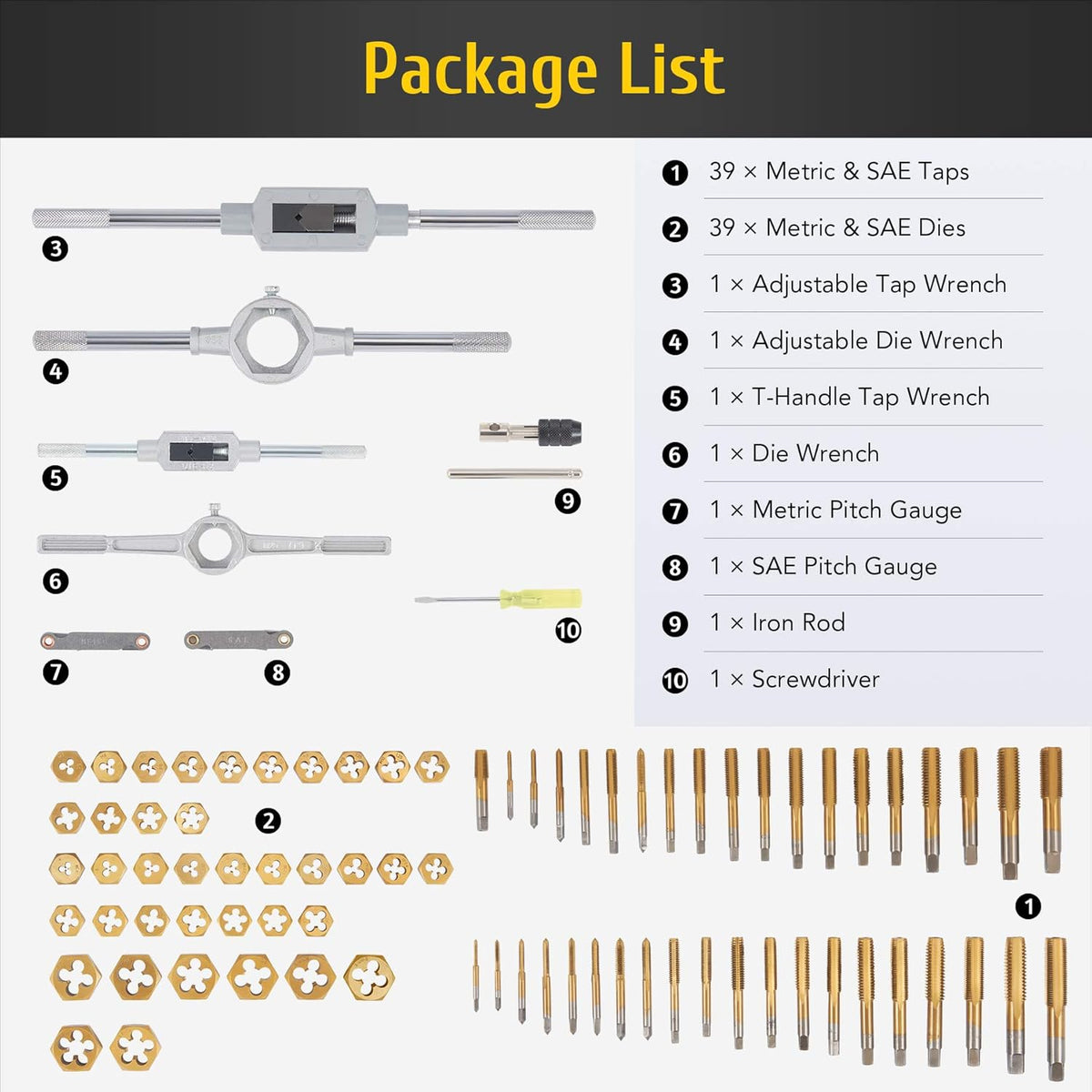 86pc Titanium Coated Steel Tap and Die Set K531