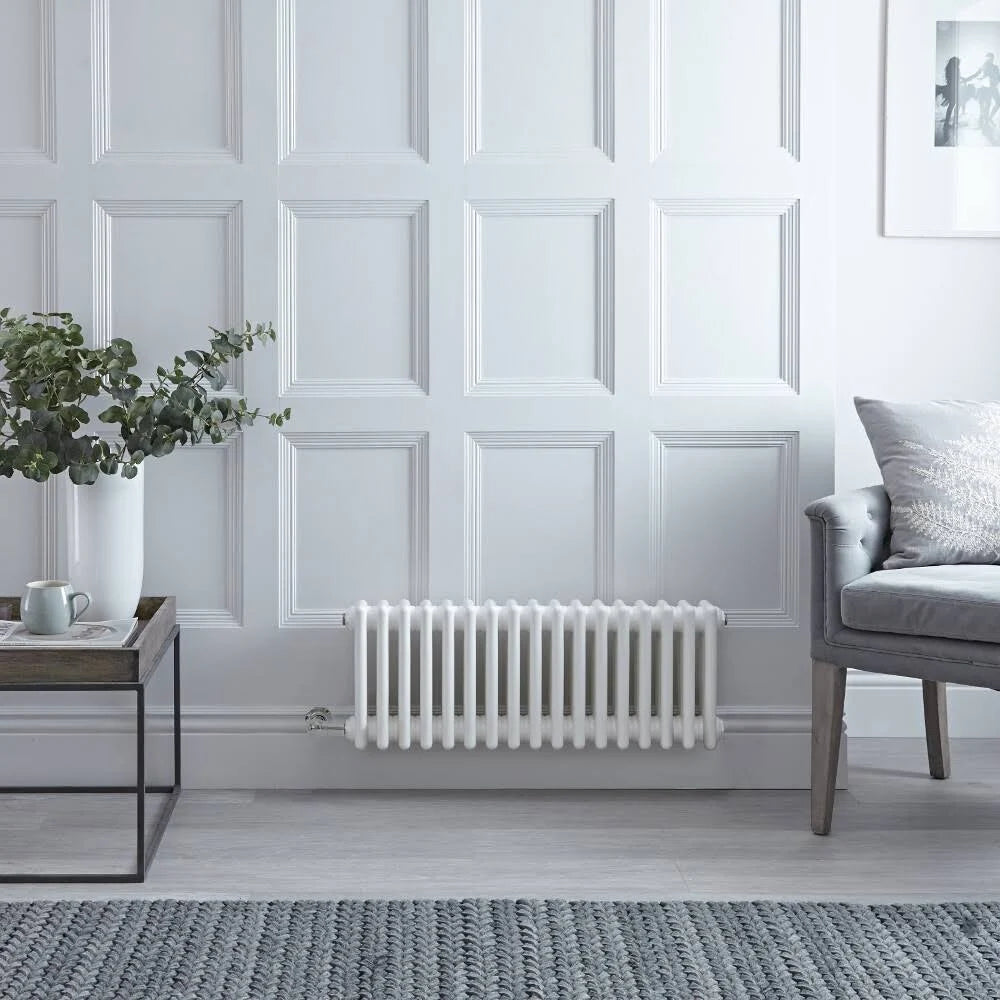 White Horizontal 3-Column Cast-Iron Style Radiator J63829