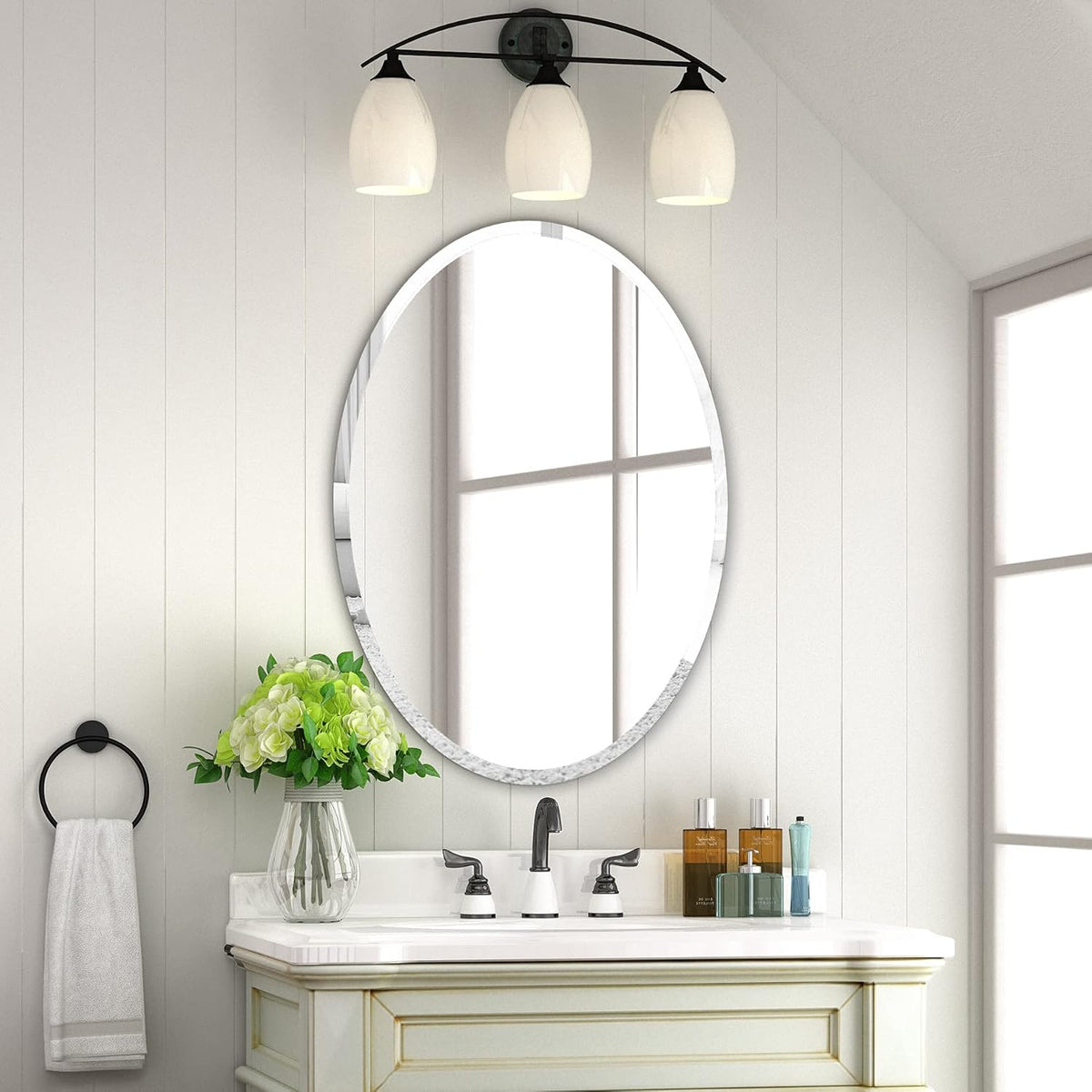 Scalloped Frameless Wall Mirror 17.7x23.6 in Y39939