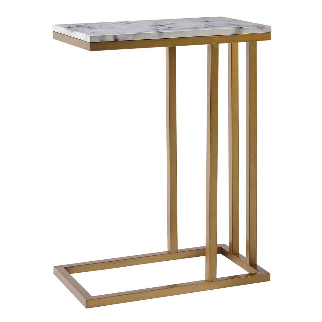 Marble-Look C Shape Side Table W449281