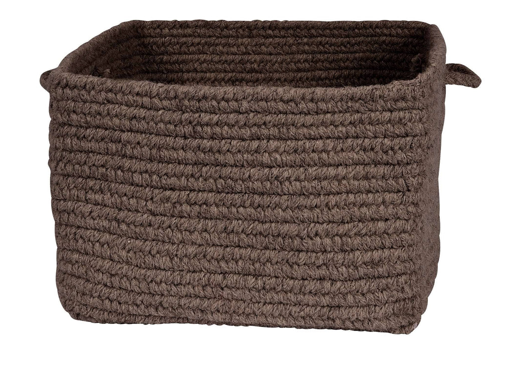 Chunky Natural Wool Dark Brown Square Basket D751732