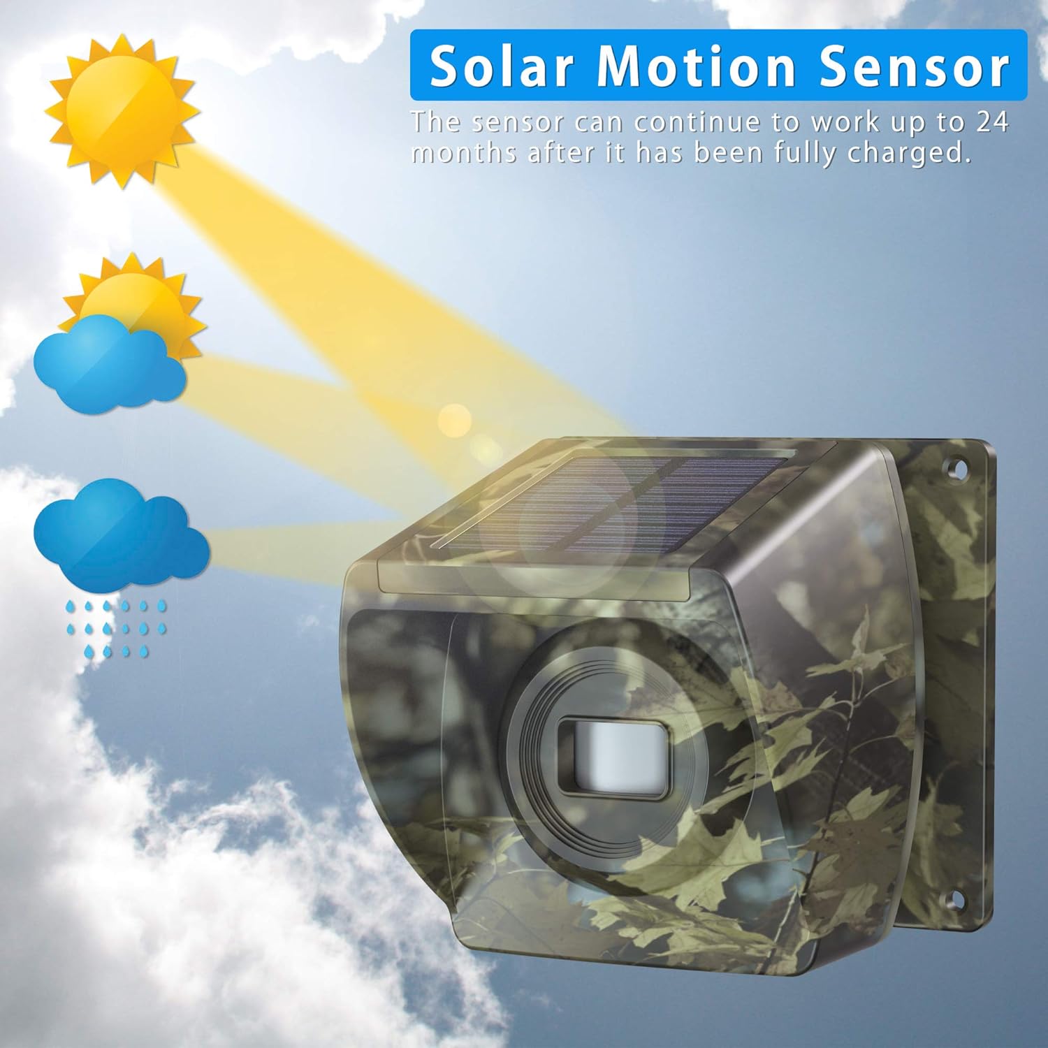 Solar Driveway Alarm Wireless Outdoor Motion Sensor Detector System with Rechargeable Battery Weatherproof Mute Mode W299008
