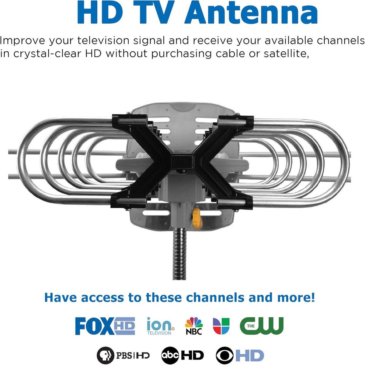 Motorized 360 Degree Rotation OTA Amplified HD TV Antenna with Wireless Remote Rotation Control K67983