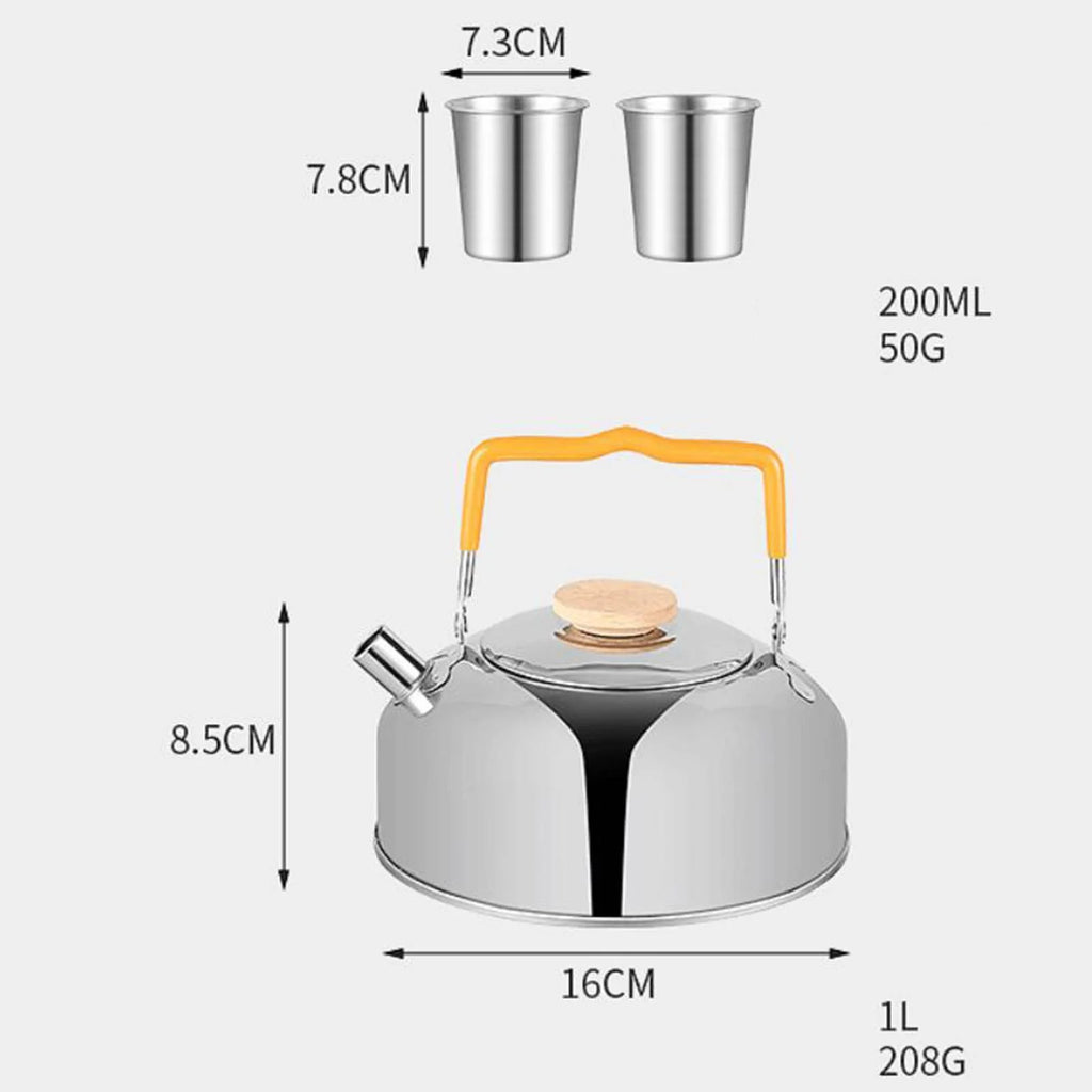 5Pcs Camping Cookware Set with Storage Bag Gray L405297