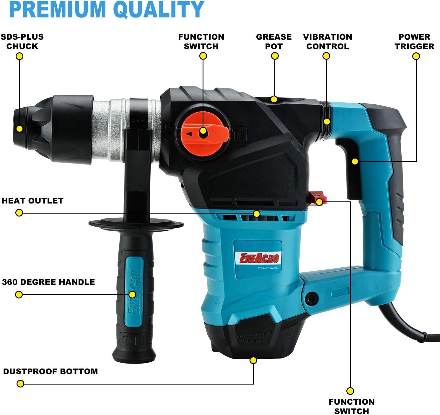 1-1/4 Inch SDS-Plus 12.5 Amp Heavy Duty Rotary Hammer Drill with Case G7951