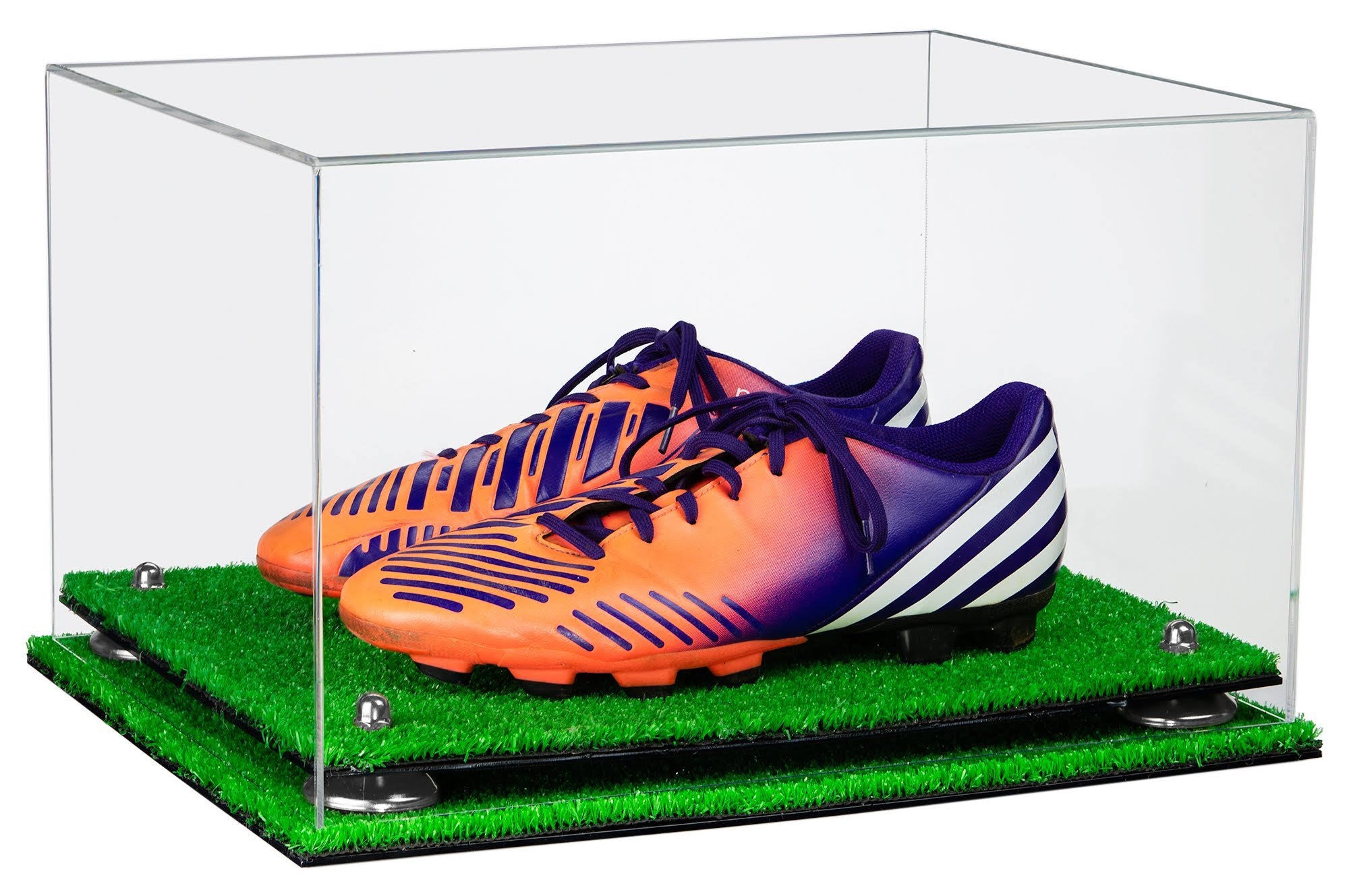 Clear Acrylic Large Display Case with Turf Base and Silver Risers H82637
