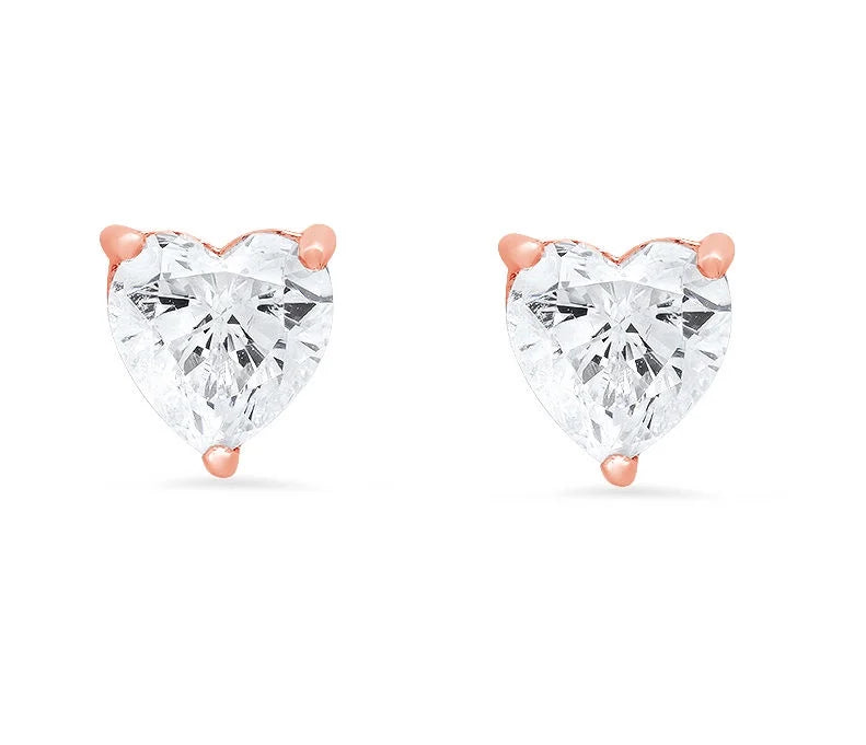18K Rose Gold Heart Cut Stud Earrings U141
