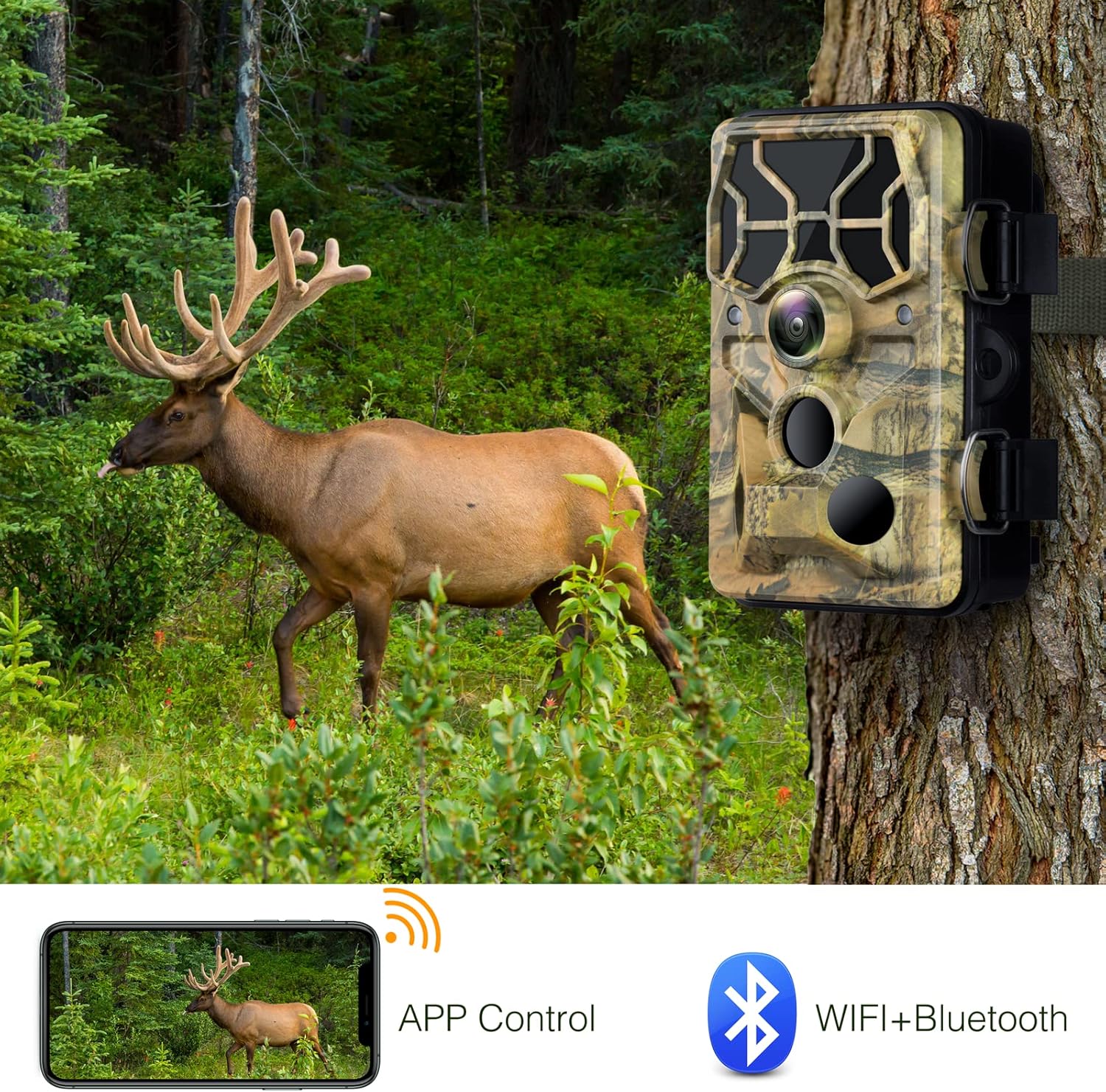 WiFi Trail Camera 24MP 1296P Game Camera with Night Vision Motion Detection IP66 Waterproof Wildlife Cam M430