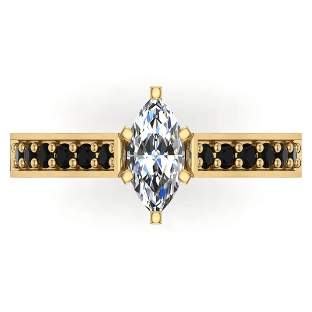 Black Diamond Ring 1.00 CT TW 14K Gold Y490