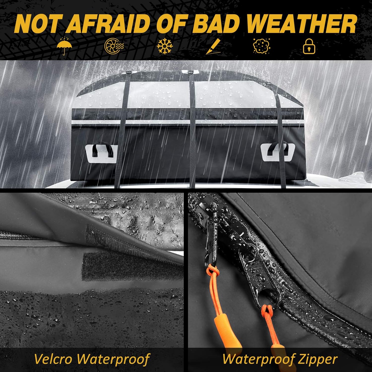 20 Cubic Feet Waterproof Car Rooftop Cargo Carrier Bag with Anti-Slip Mat I137095