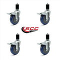 4 inch Blue Polyurethane Expanding Stem Caster Set with Total Lock Brake P778
