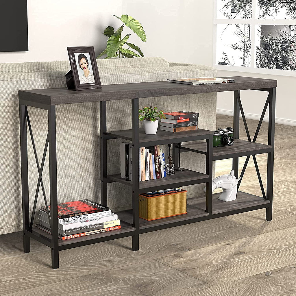 Gray 55"L Narrow Console Table with Storage Shelves W179452