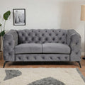 Gray Velvet Button Tufted Loveseat Sofa N4985
