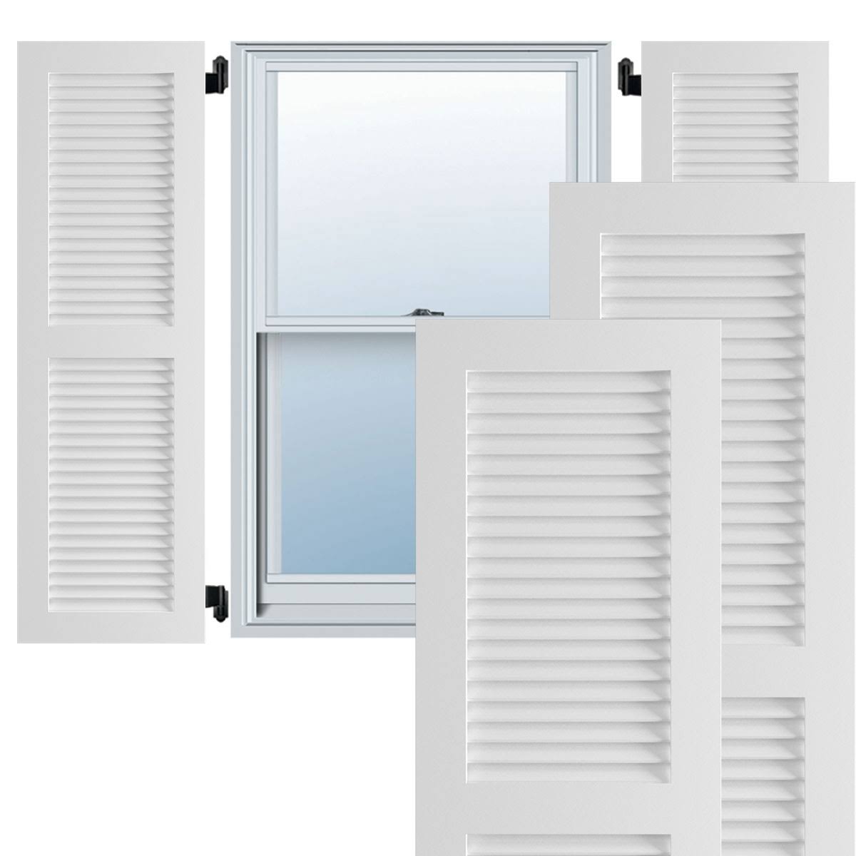 18x22W x 42x22H White Exterior Composite Louvered Shutters (Per Pair) C9441