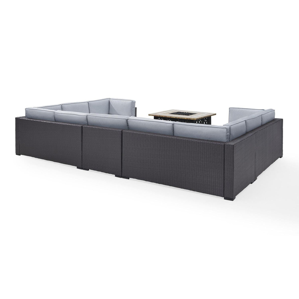 6Pc Outdoor Wicker Sectional Set with Fire Table White/Brown K830