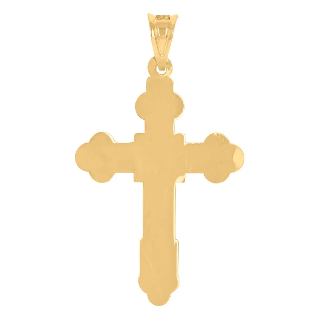 10k Two Tone Gold Mens CZ Cubic Zirconia Simulated Diamond Crucifix Cross Pendant Necklace Q743
