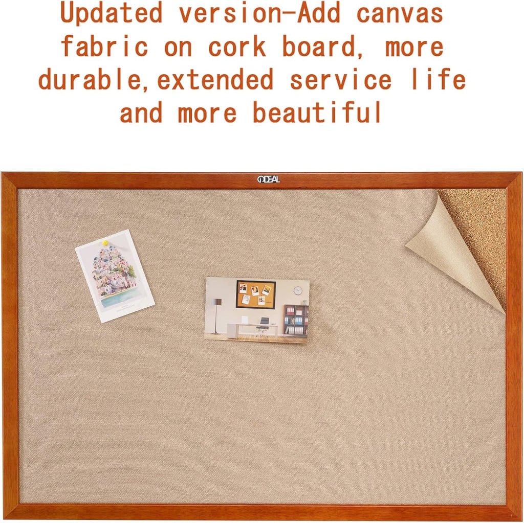 100% Wood Framed Canvas Wall Mounted Bulletin Board 48x36'' E57520