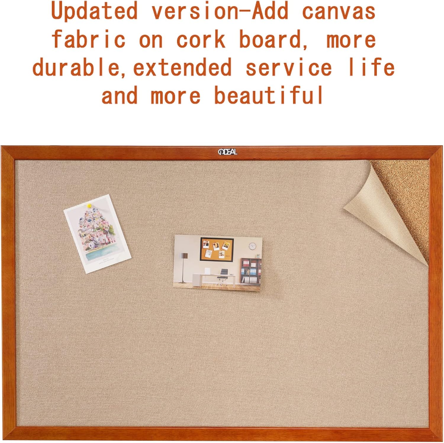 100% Wood Framed Canvas Wall Mounted Bulletin Board 48x36'' E57520