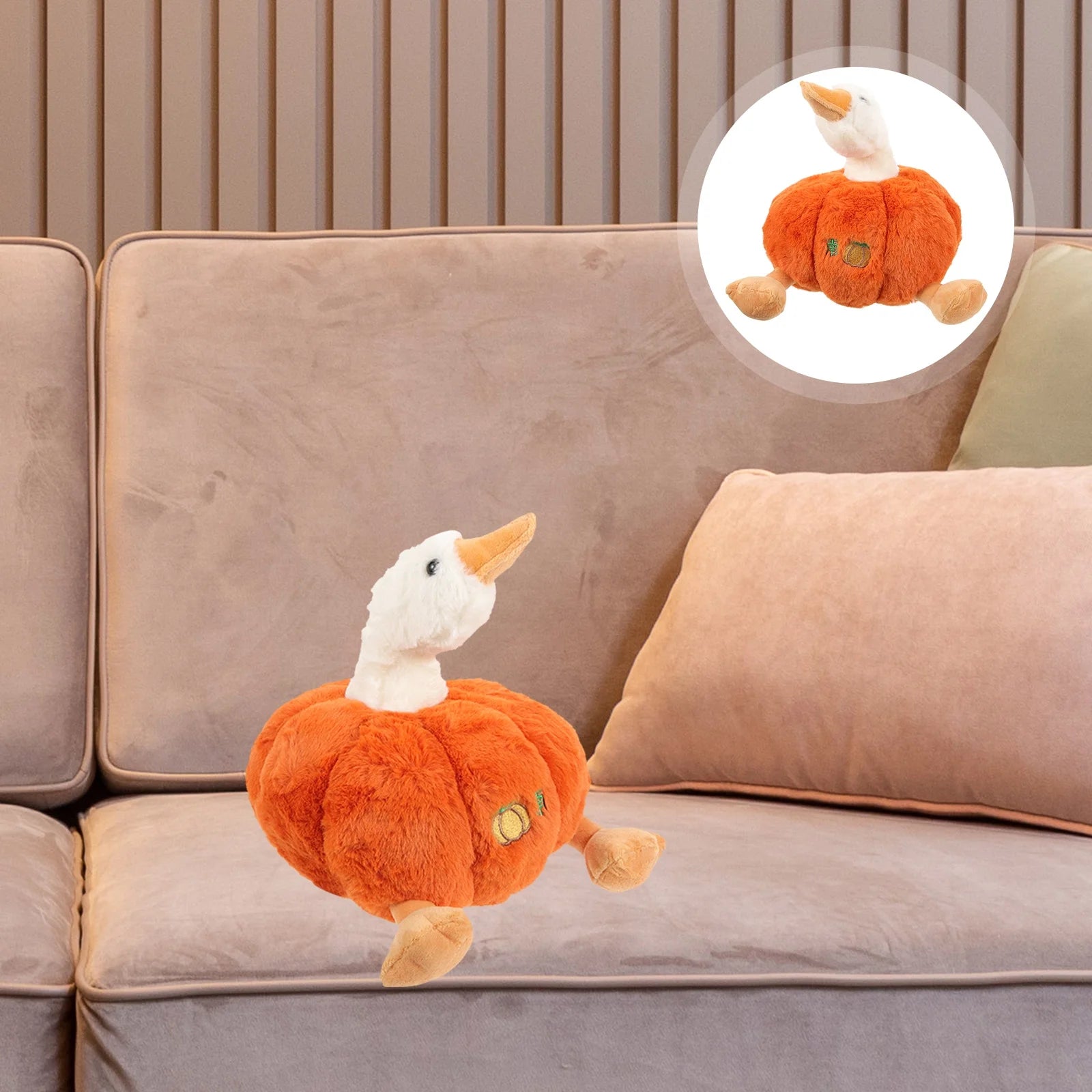 Plush Pumpkin Duck Stuffed Animal Doll K134939