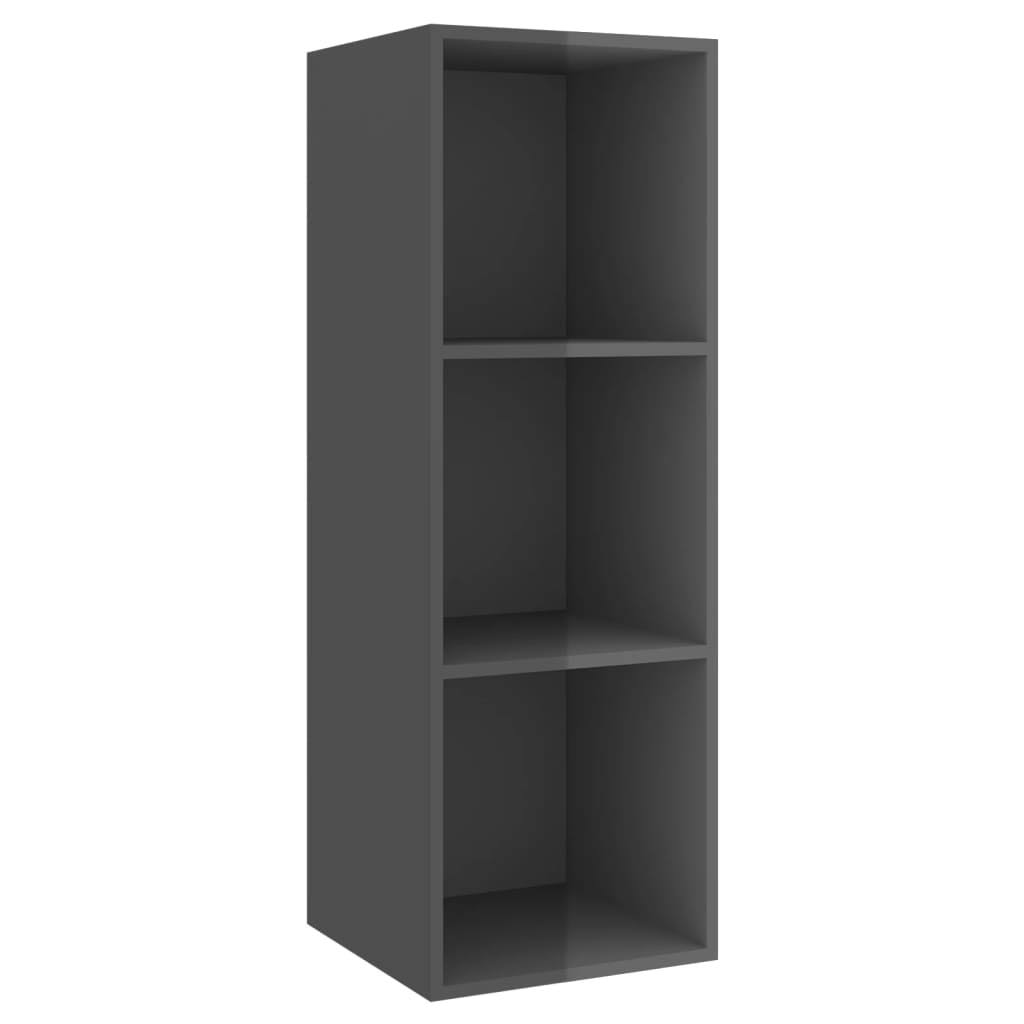 High Gloss Gray Wall-Mounted TV Cabinet Chipboard M462382