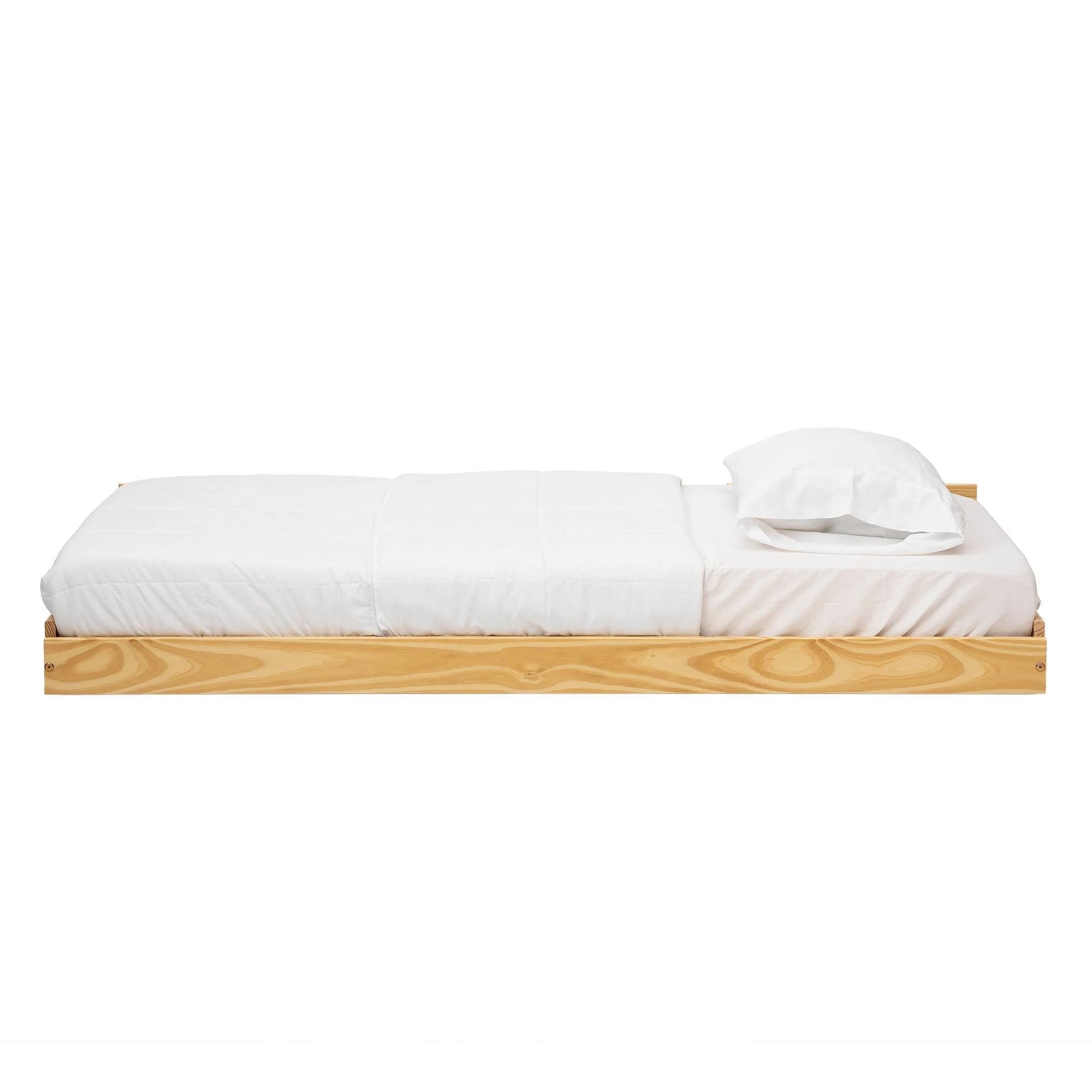 Twin Solid Wood Trundle Bed Natural E721