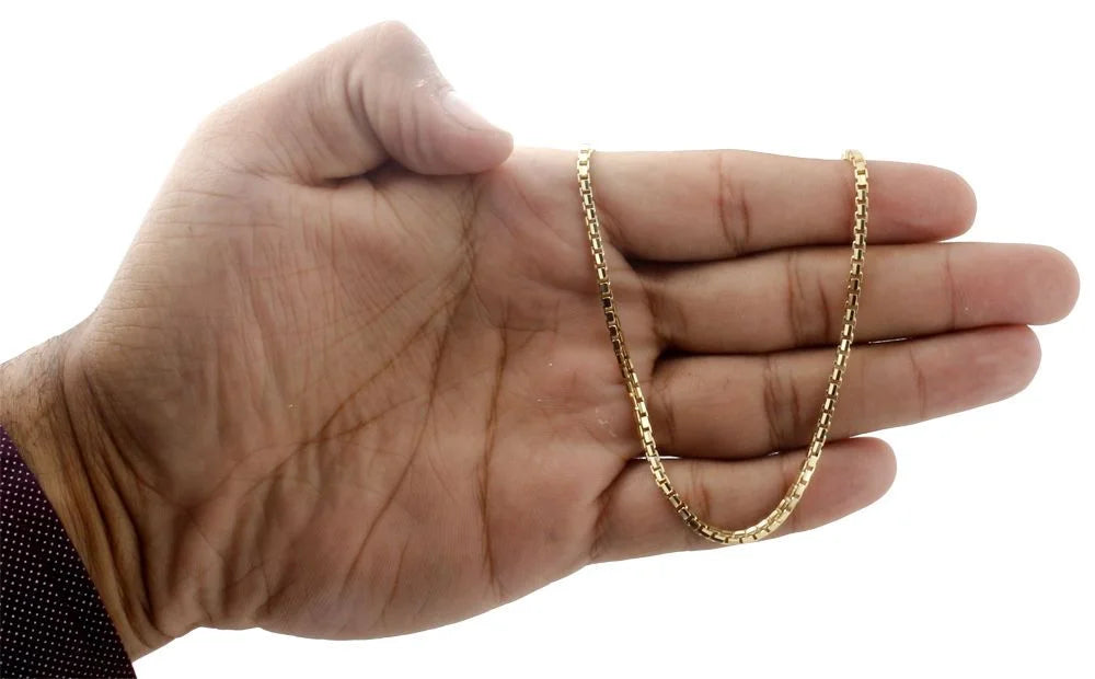 10K Yellow Gold 2.35mm Square Box Chain Necklace, 26 Inches C89788