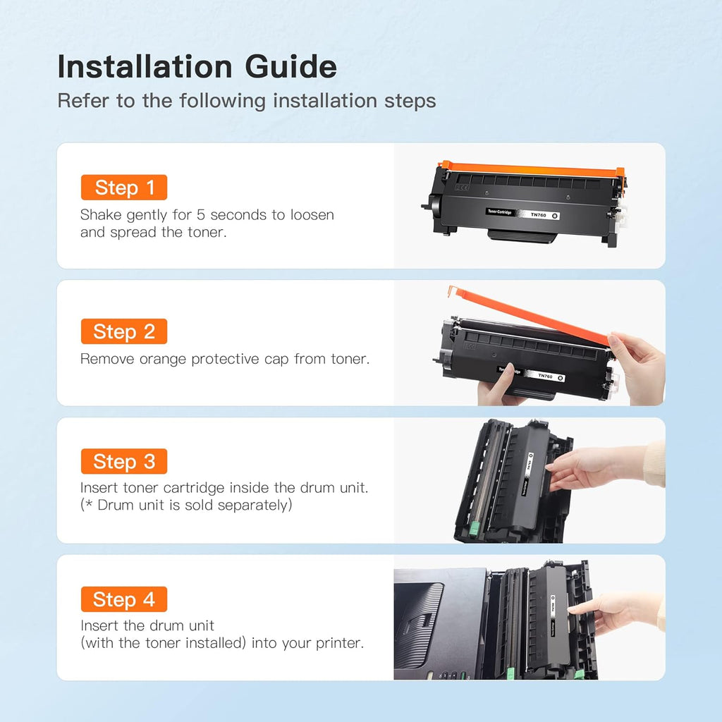 2 Toner Cartridge and 1 Drum Unit Black for Brother Printer T6651