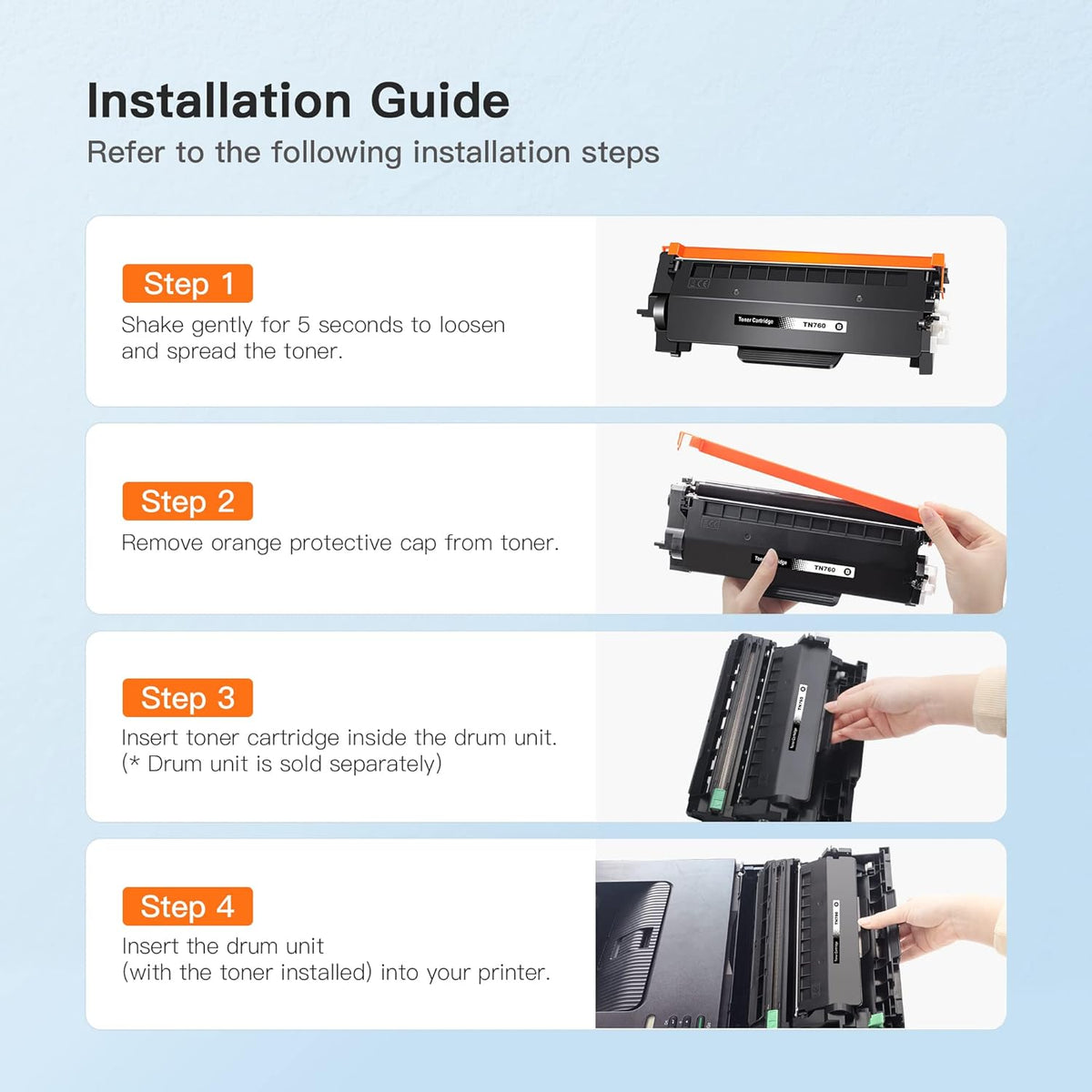 2 Toner Cartridge and 1 Drum Unit Black for Brother Printer T6651