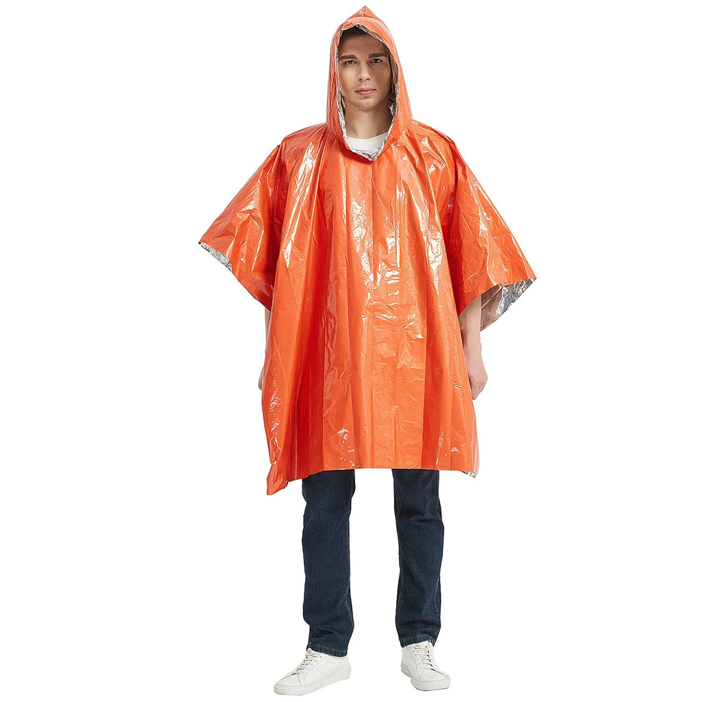 Waterproof Heat Reflective Thermal Poncho Raincoat with Sleeping Bag and Tent Shelter Q92896