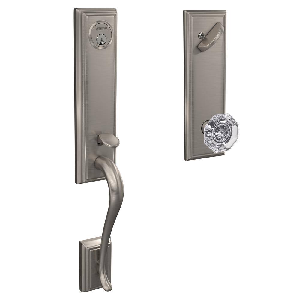 Satin Nickel Single Cylinder Door Handleset with Glass Door Knob Z633465